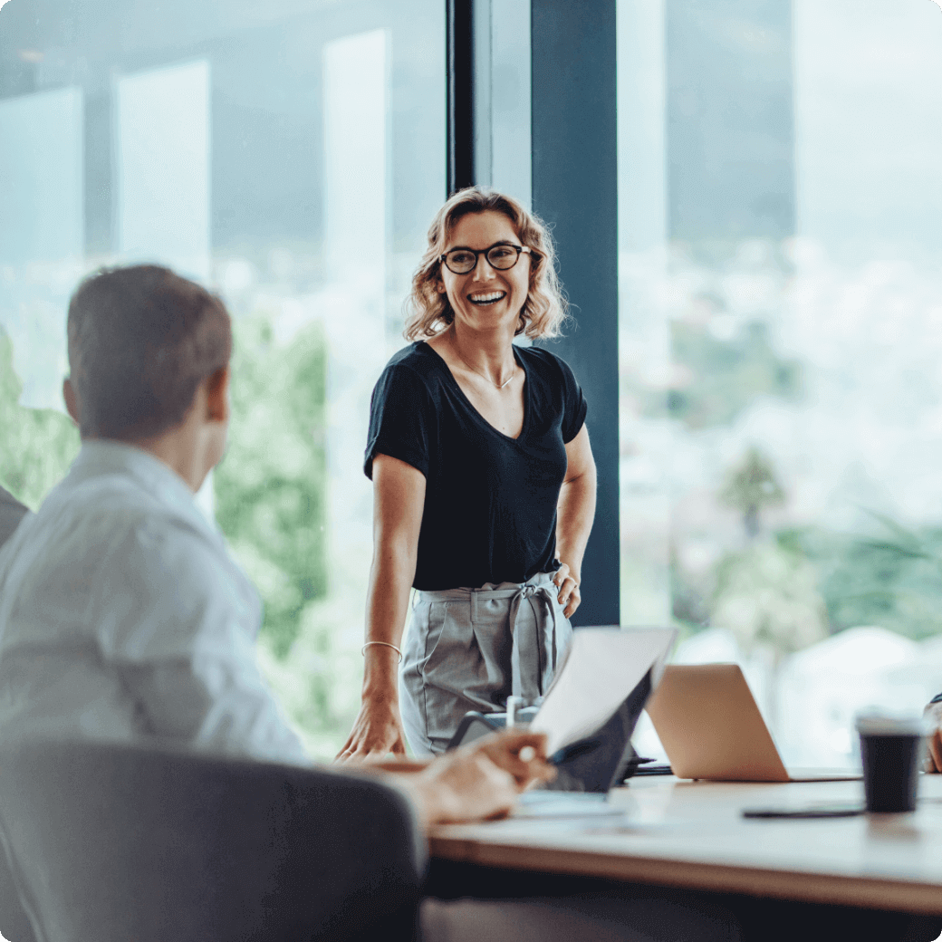 young woman in the office smiling