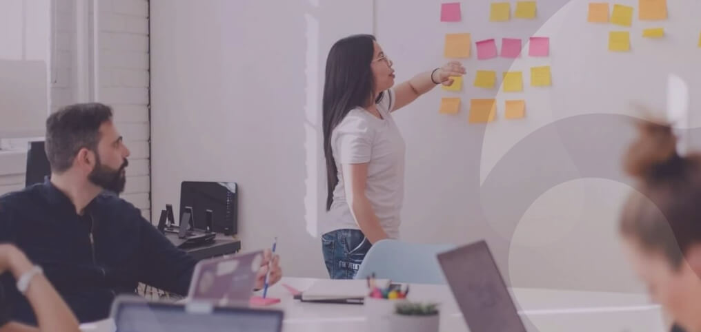 woman holding a presentation in office