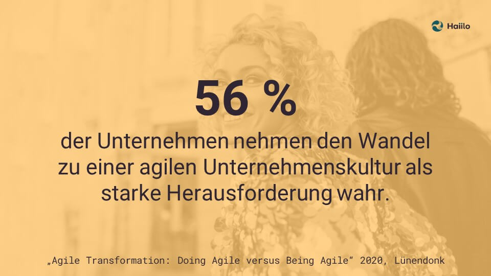 56 % der Unternehmen nehmen den Wandel zu einer agilen Unternehmenskultur als starke Herausforderung wahr