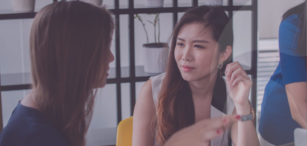 two women talking