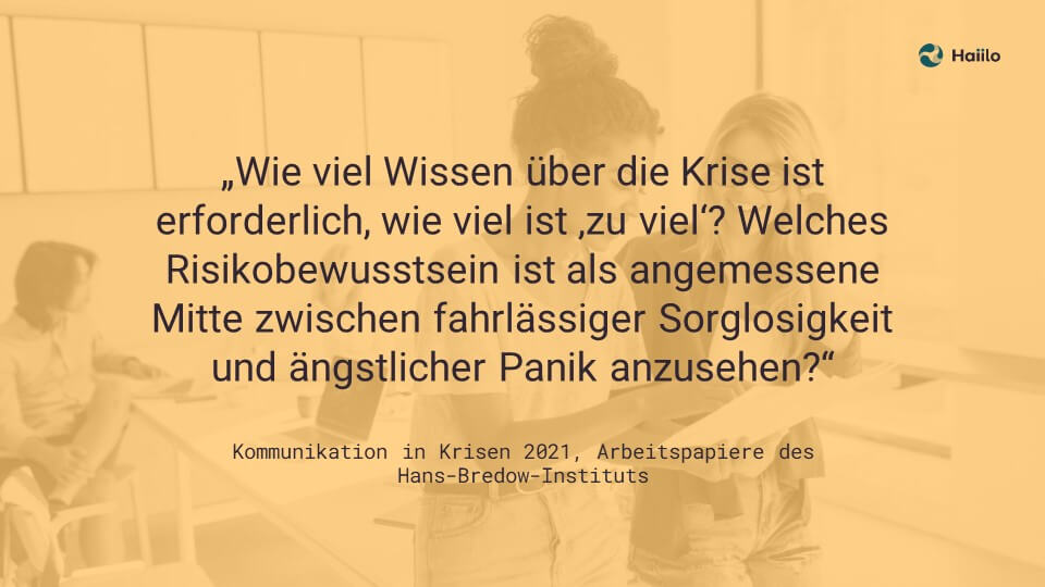 Krisenkommunikation Zitat: Wie viel Wissen ist zu viel?