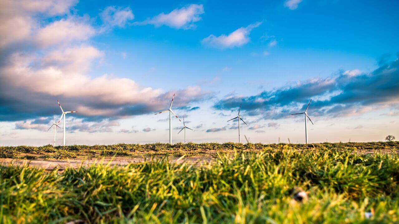 windmills on a big empty field