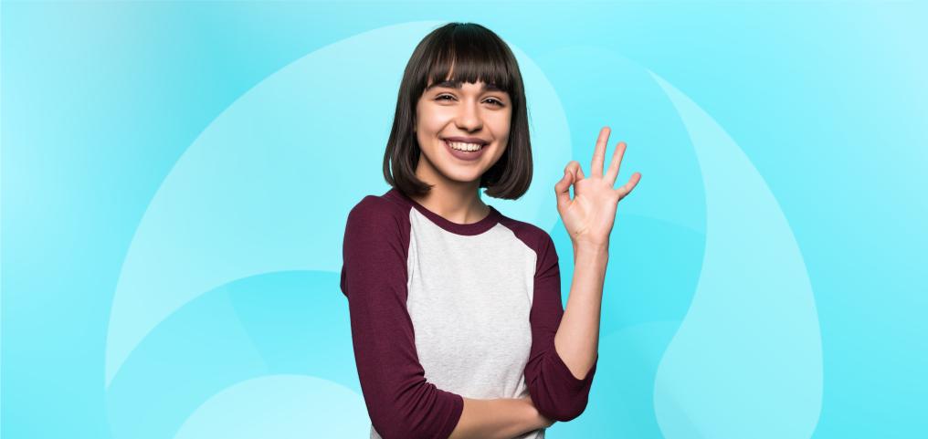 Smiling young woman posing with 