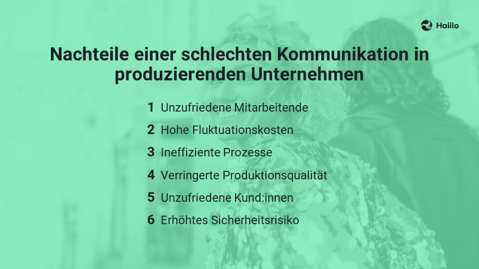 Nachteile einer schlechten Kommunikation in produzierenden Unternehmen