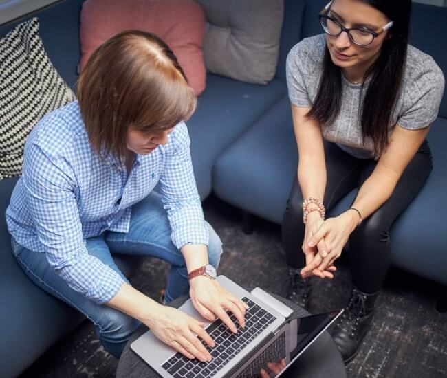 woman working on laptop