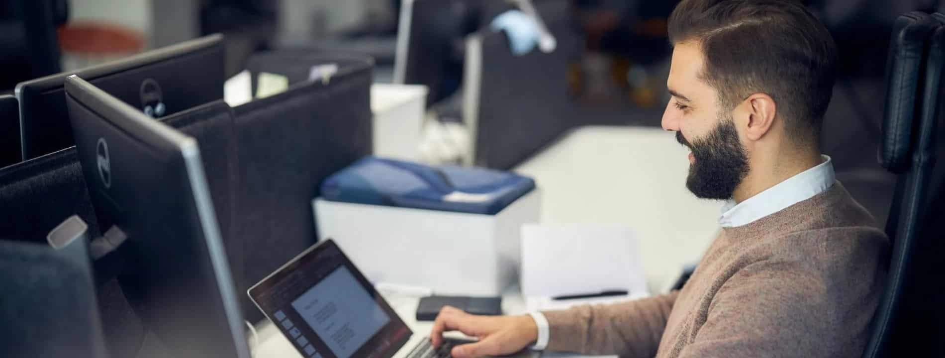 man working on laptop