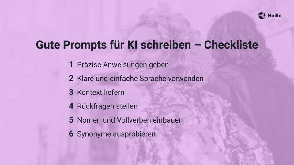 Gute Prompts für KI schreiben – Checkliste