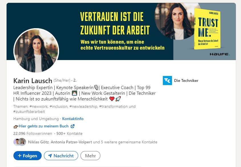 Beispiel Corporate Influencer bei LinkedIn: Karin Lausch