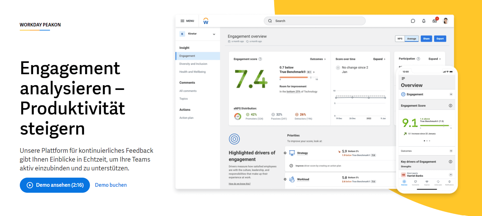 Mitarbeiterbefragung Tool Worday Peakon Employee Voice