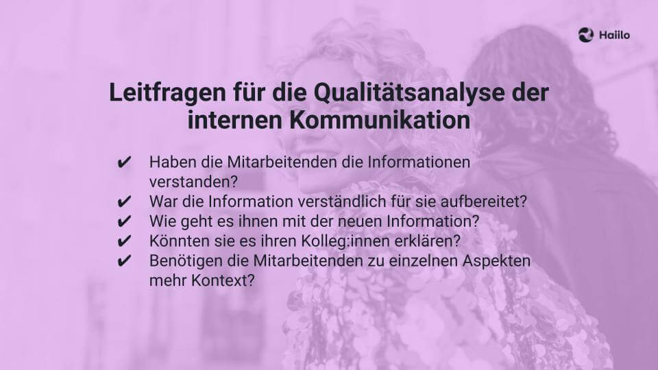 Leitfragen für die Qualitätsanalyse der internen Kommunikation