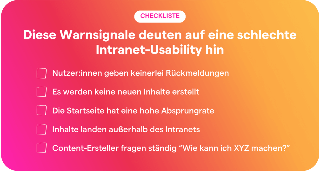 [Checkliste: Diese Warnsignale deuten auf eine schlechte Intranet-Usability hin]
